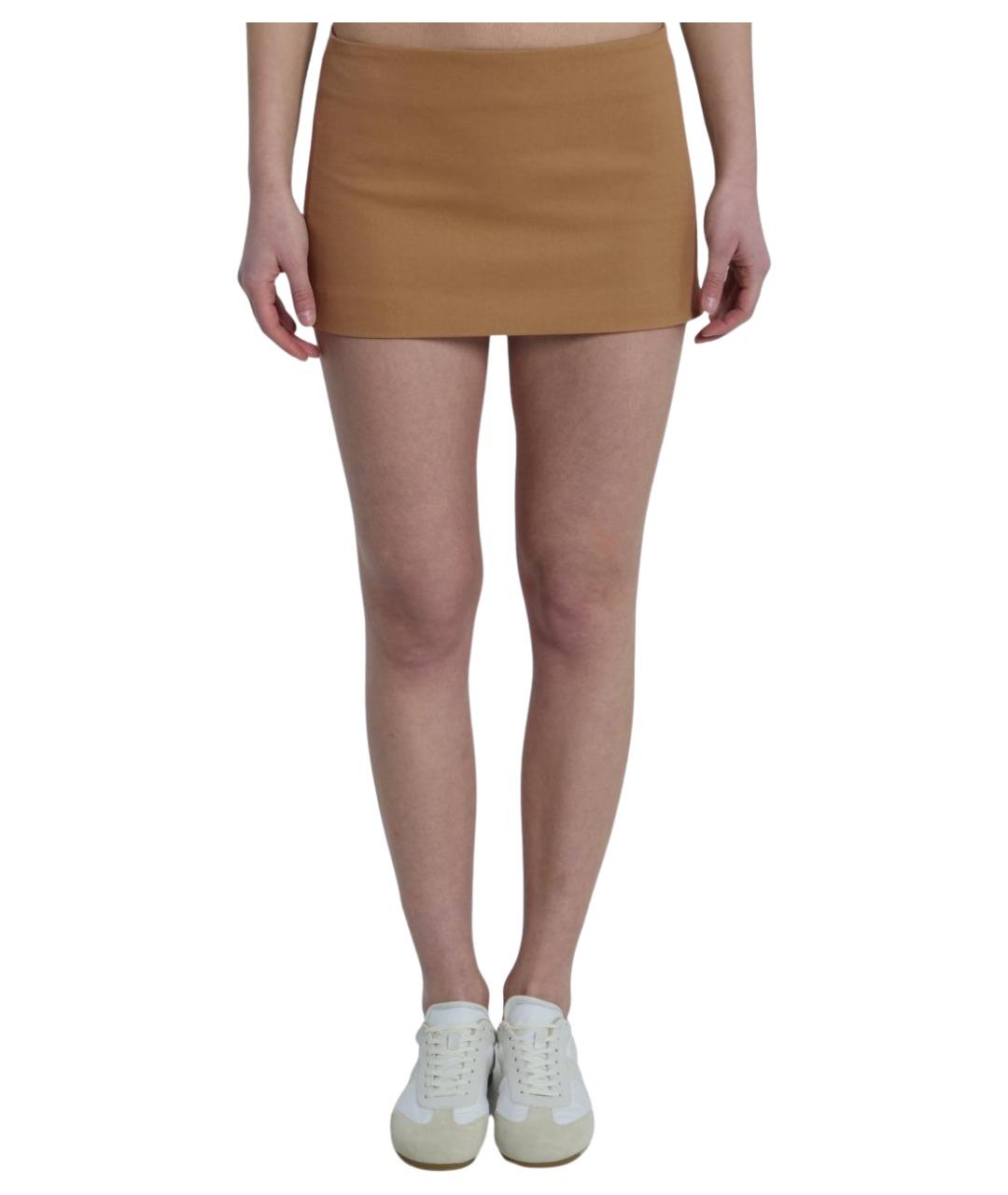 THE FRANKIE SHOP Коричневая хлопковая юбка мини, фото 1