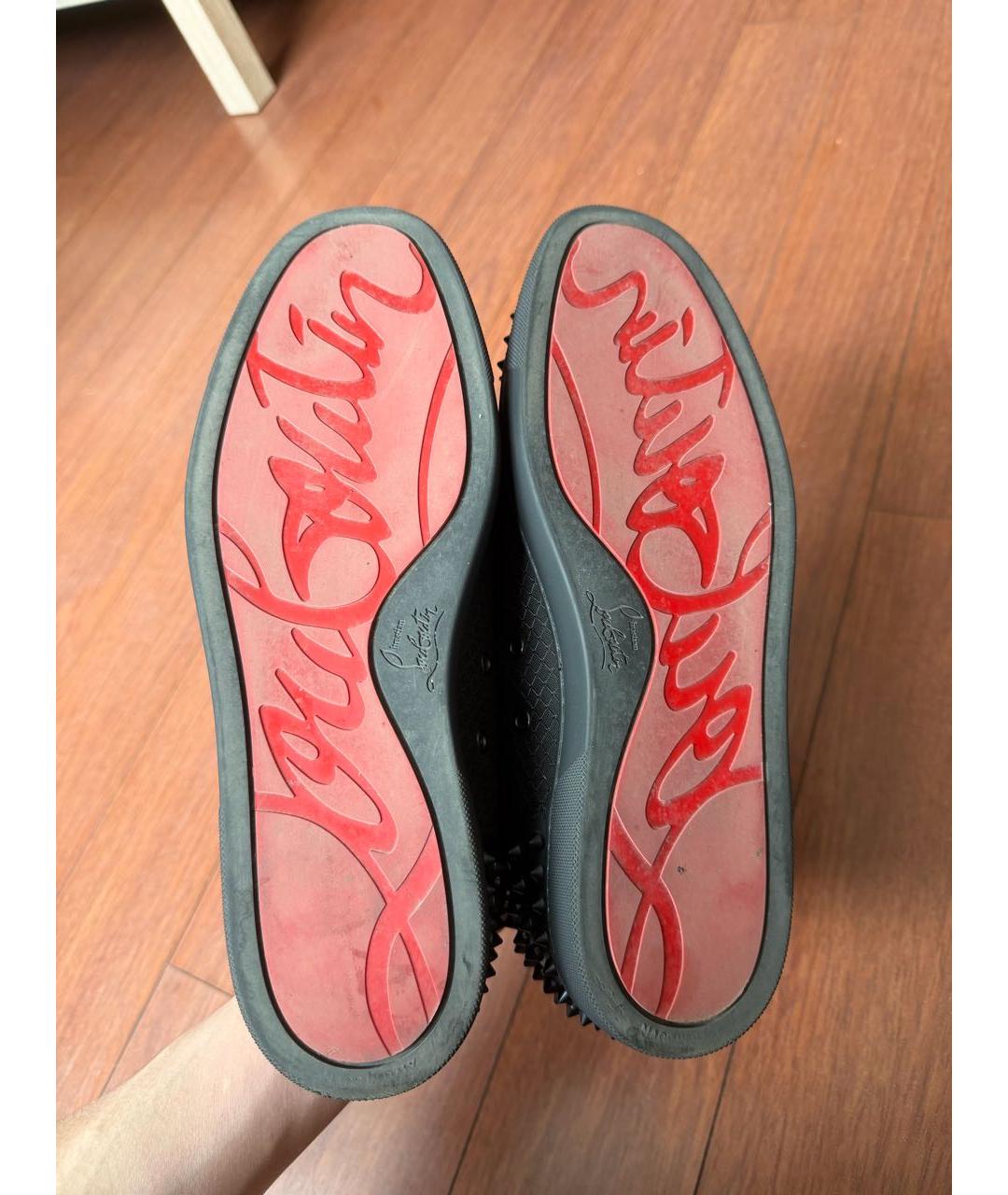 CHRISTIAN LOUBOUTIN Черные замшевые низкие кроссовки / кеды, фото 6