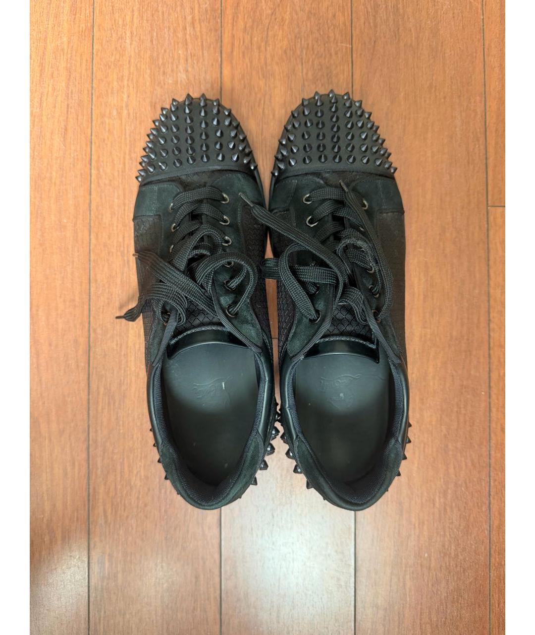 CHRISTIAN LOUBOUTIN Черные замшевые низкие кроссовки / кеды, фото 3