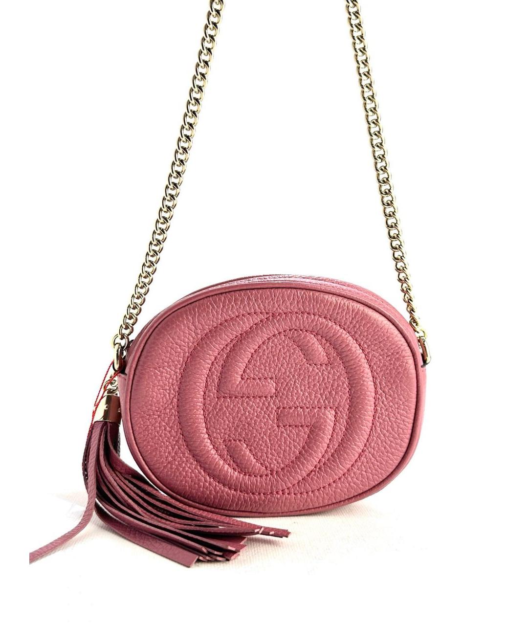 GUCCI Коралловая кожаная сумка через плечо, фото 6