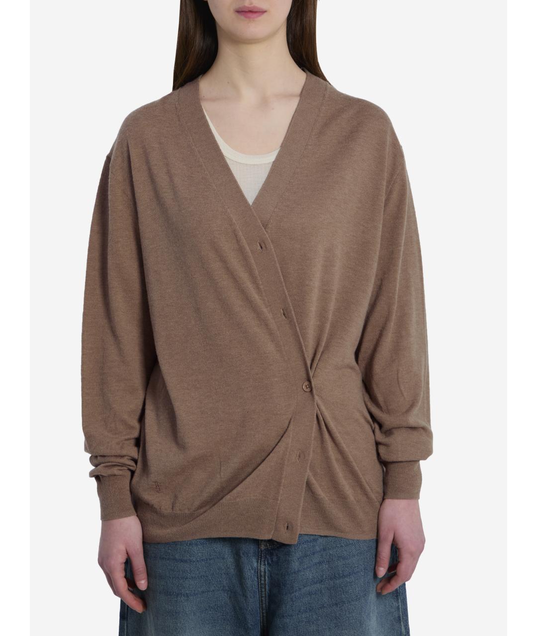 THE FRANKIE SHOP Коричневый шерстяной кардиган, фото 4