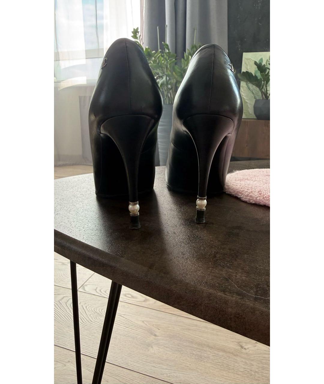 CHANEL Черные кожаные туфли, фото 4