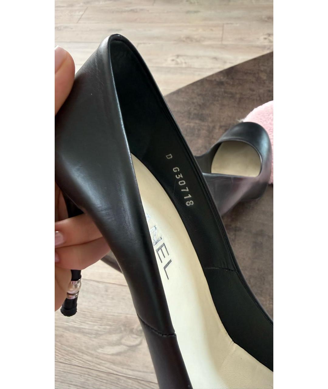 CHANEL Черные кожаные туфли, фото 7