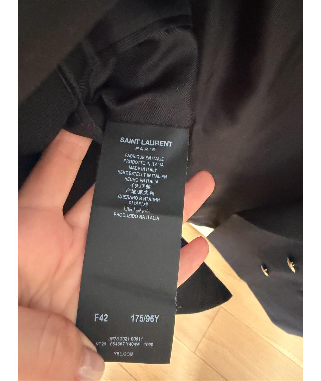 SAINT LAURENT Черный шерстяной жакет/пиджак, фото 5