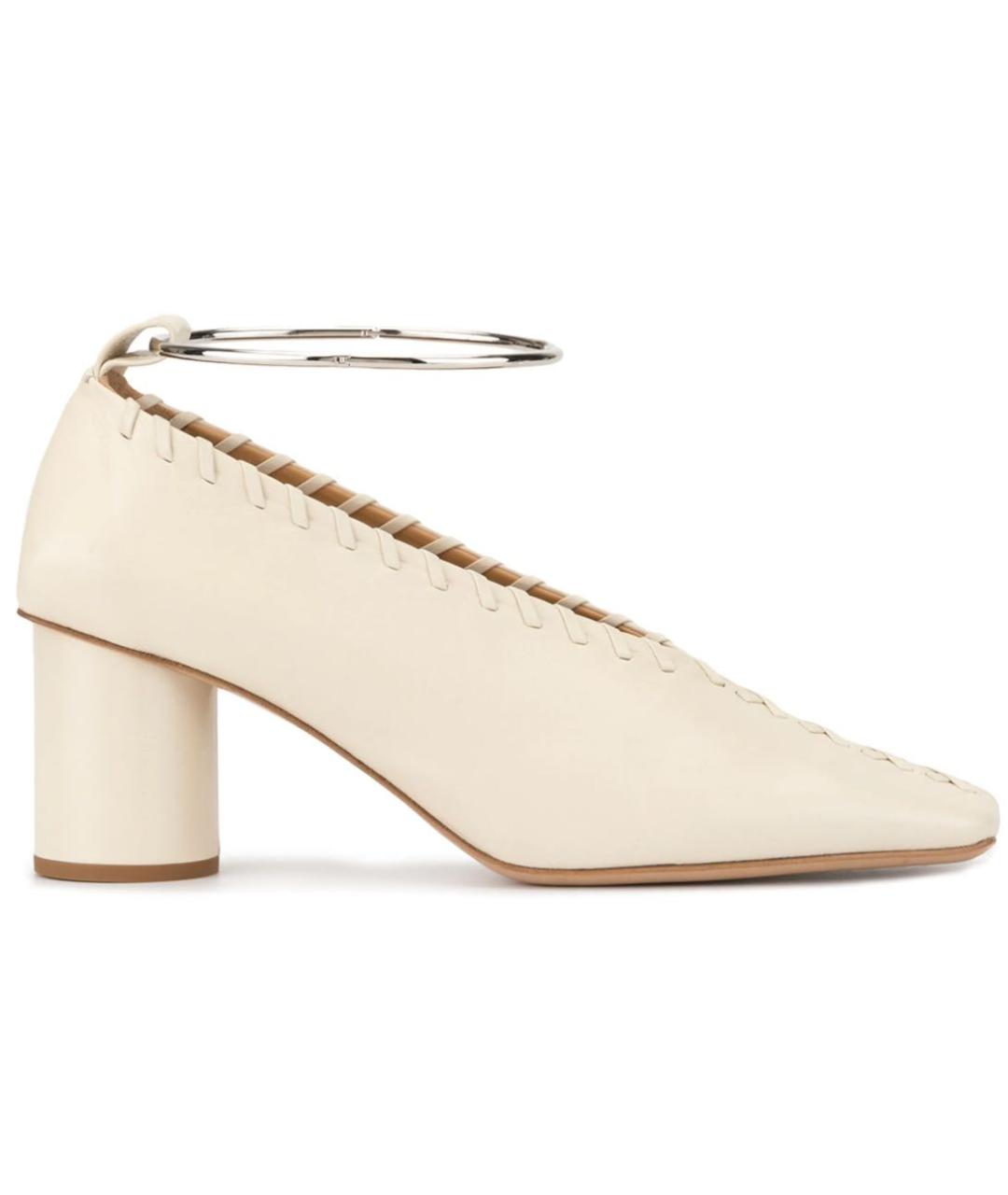 JIL SANDER Бежевые кожаные туфли, фото 5