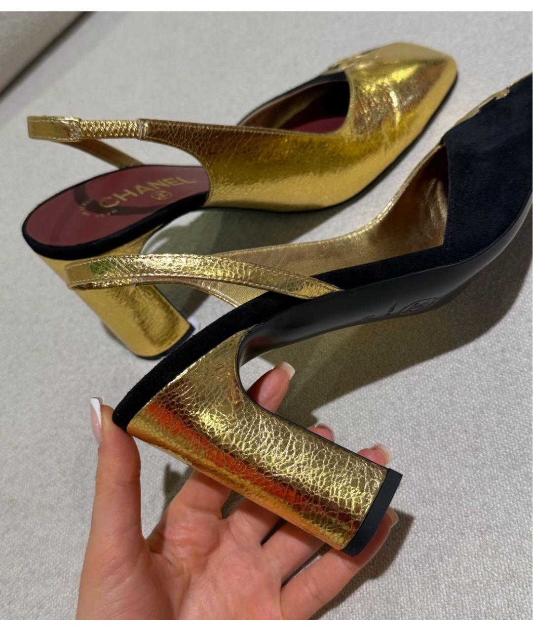 CHANEL Золотые туфли, фото 4