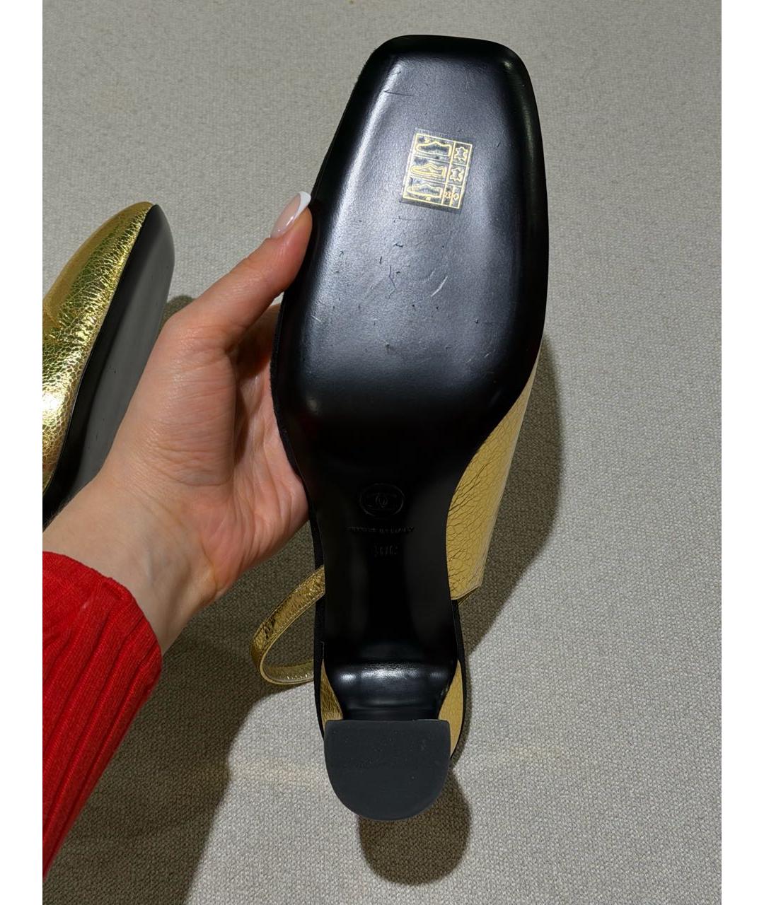 CHANEL Золотые туфли, фото 6