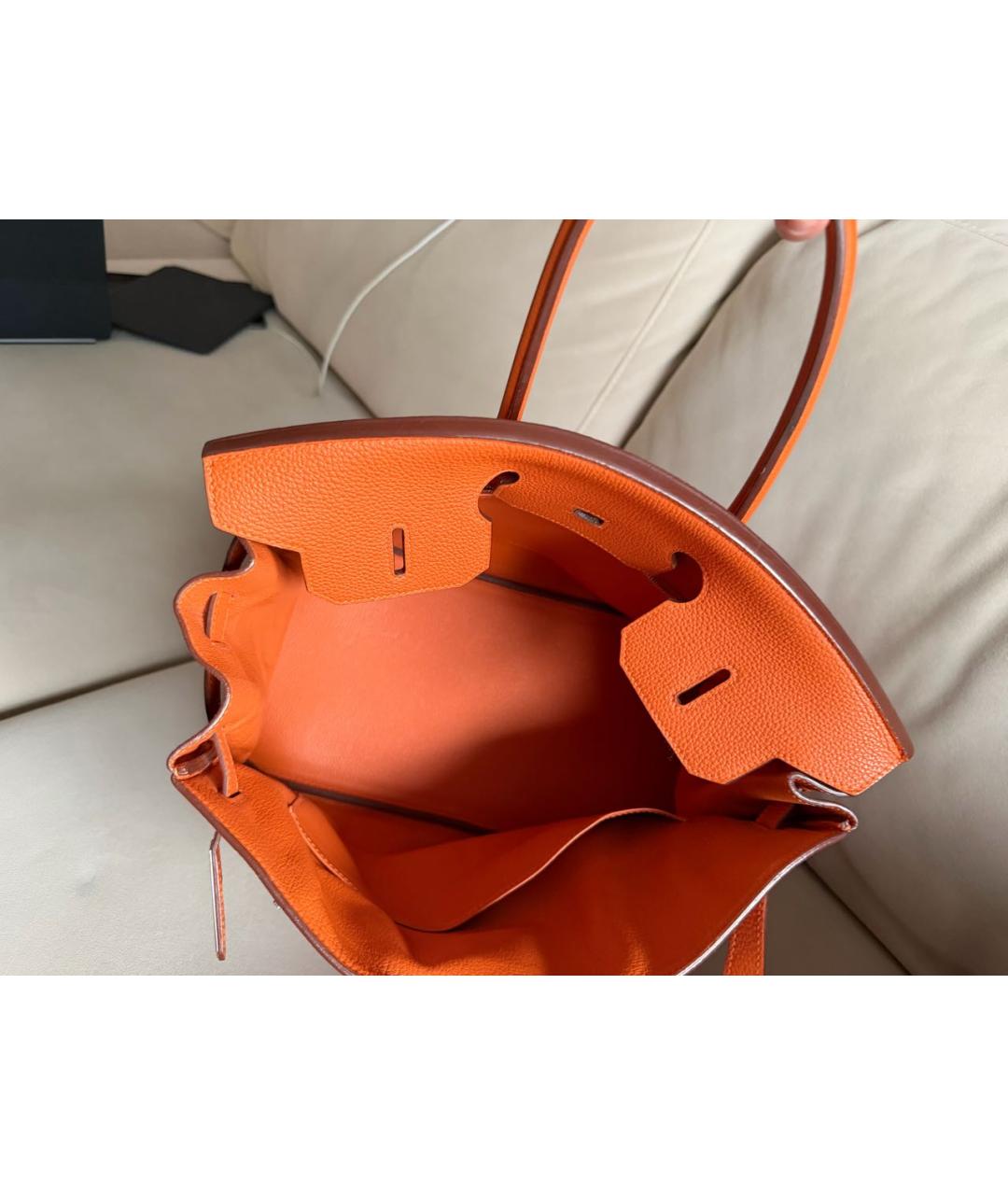 HERMES Оранжевая кожаная сумка с короткими ручками, фото 8