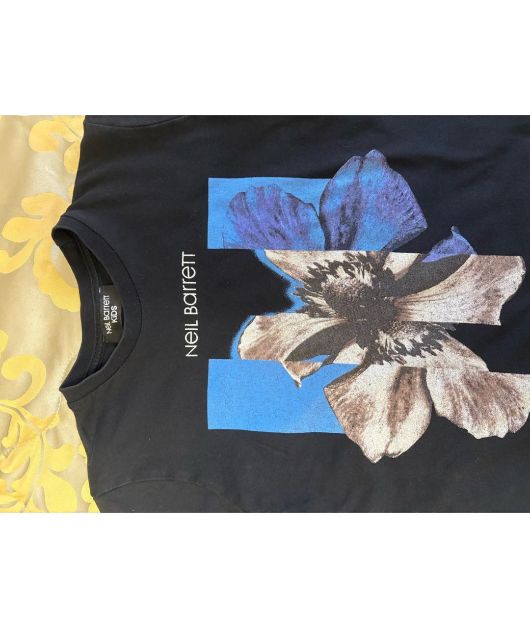 NEIL BARRETT Черная хлопковая детская футболка, фото 3