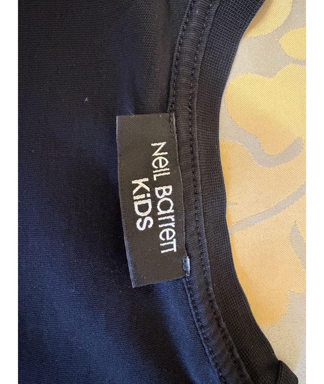 NEIL BARRETT Черная хлопковая детская футболка, фото 4