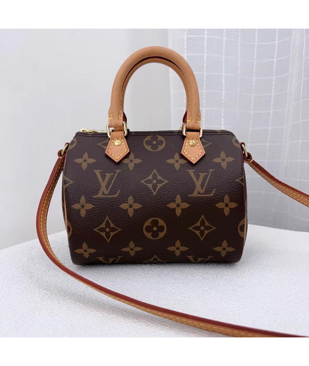 LOUIS VUITTON Коричневая кожаная сумка через плечо, фото 7