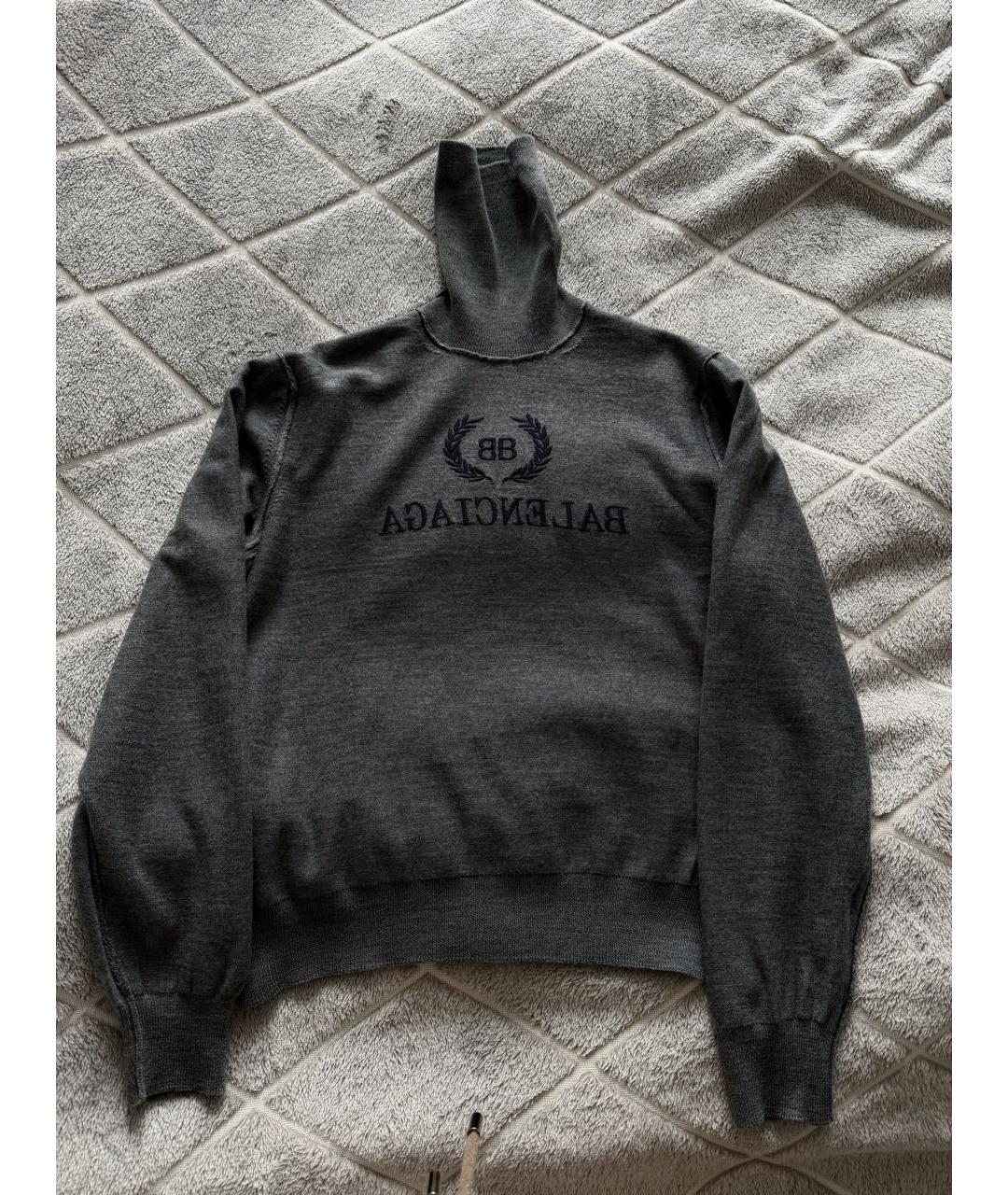 BALENCIAGA Серая шерстяная водолазка, фото 4