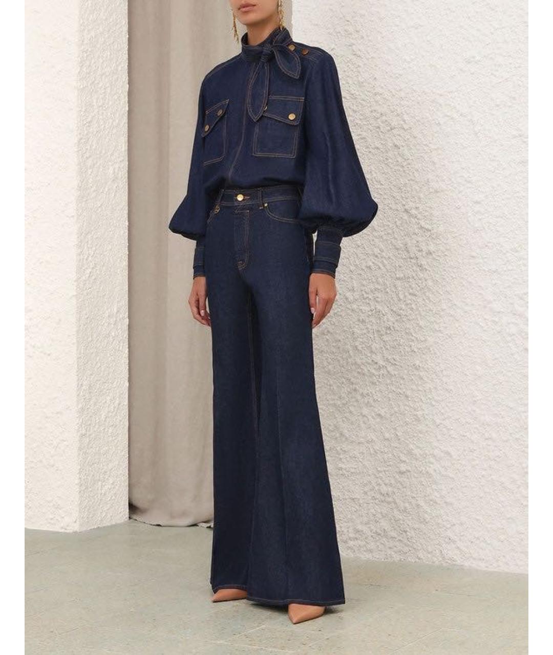 ZIMMERMANN Темно-синие хлопковые джинсы клеш, фото 2