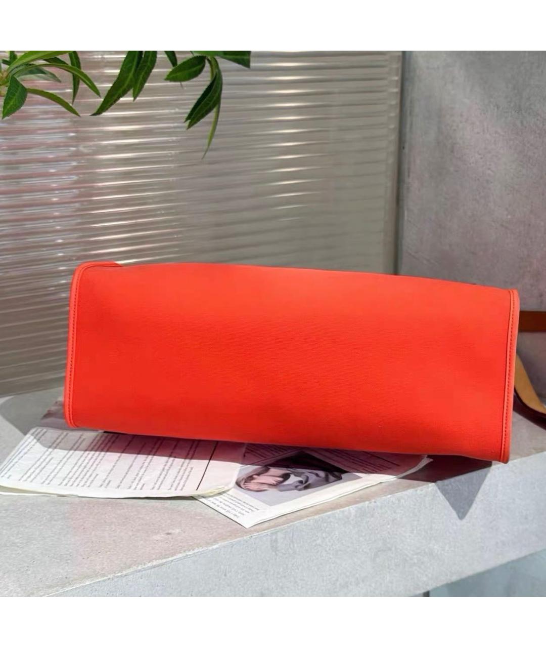 HERMES Коралловая кожаная сумка тоут, фото 5