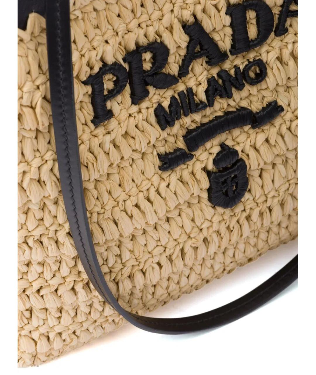PRADA Бежевая пелетеная сумка тоут, фото 4