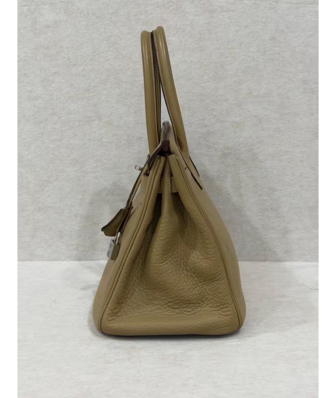HERMES Бежевая кожаная сумка с короткими ручками, фото 5