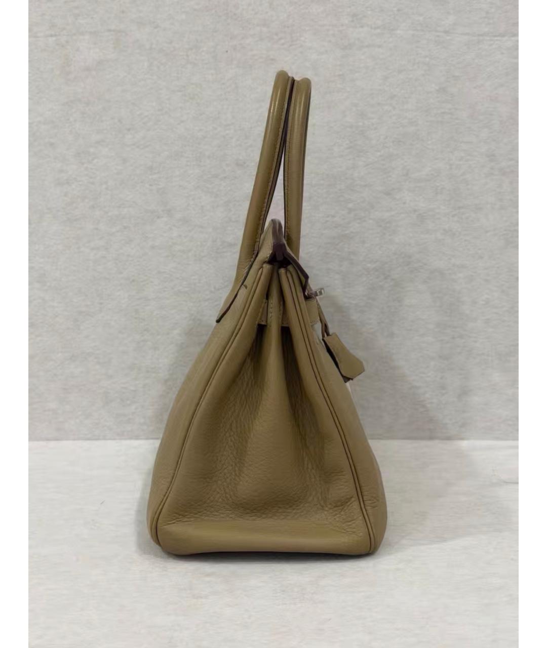 HERMES Бежевая кожаная сумка с короткими ручками, фото 4