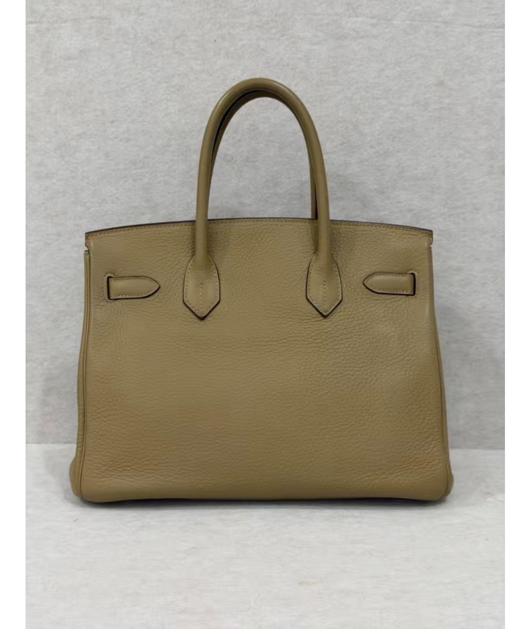HERMES Бежевая кожаная сумка с короткими ручками, фото 3