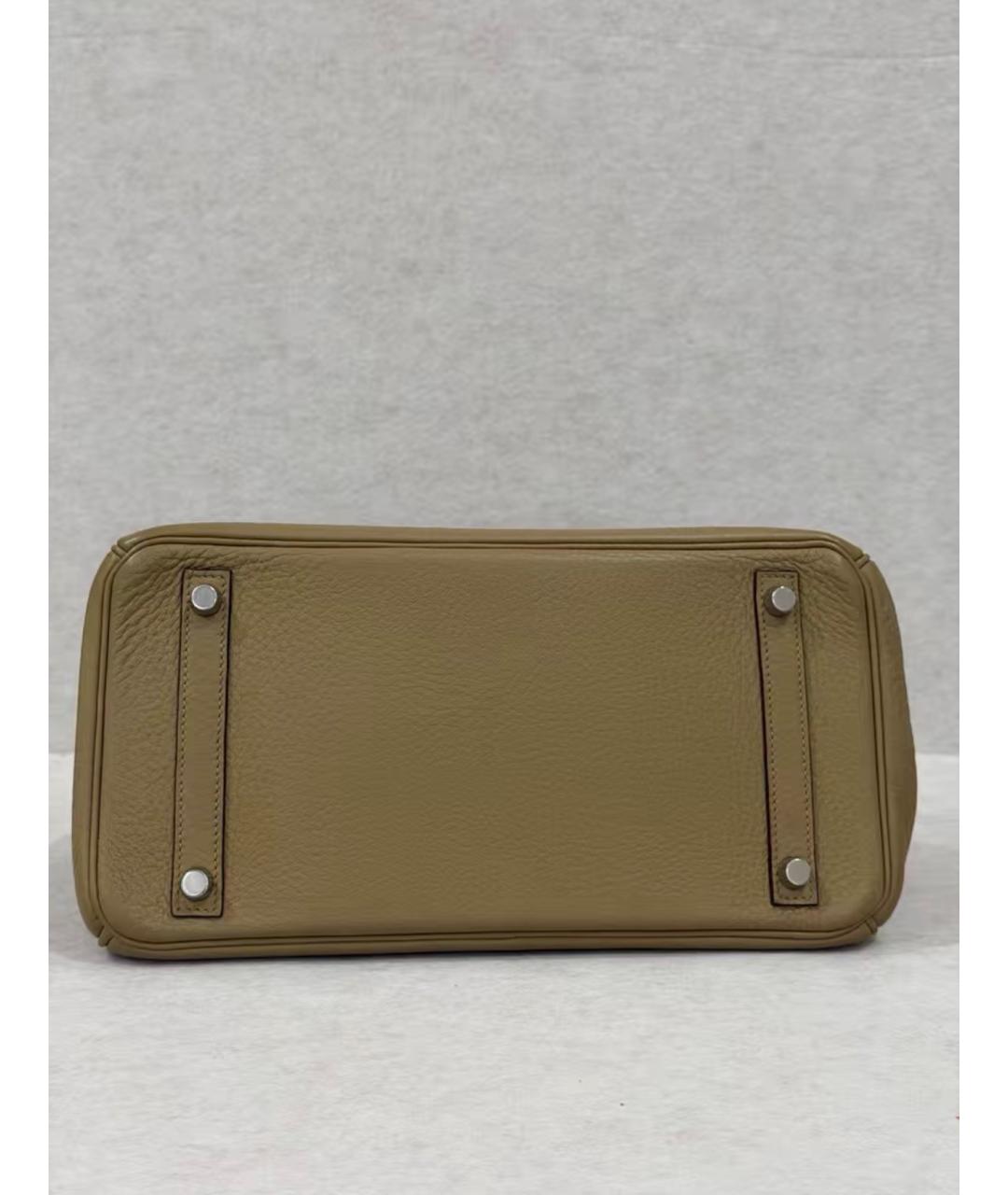 HERMES Бежевая кожаная сумка с короткими ручками, фото 6