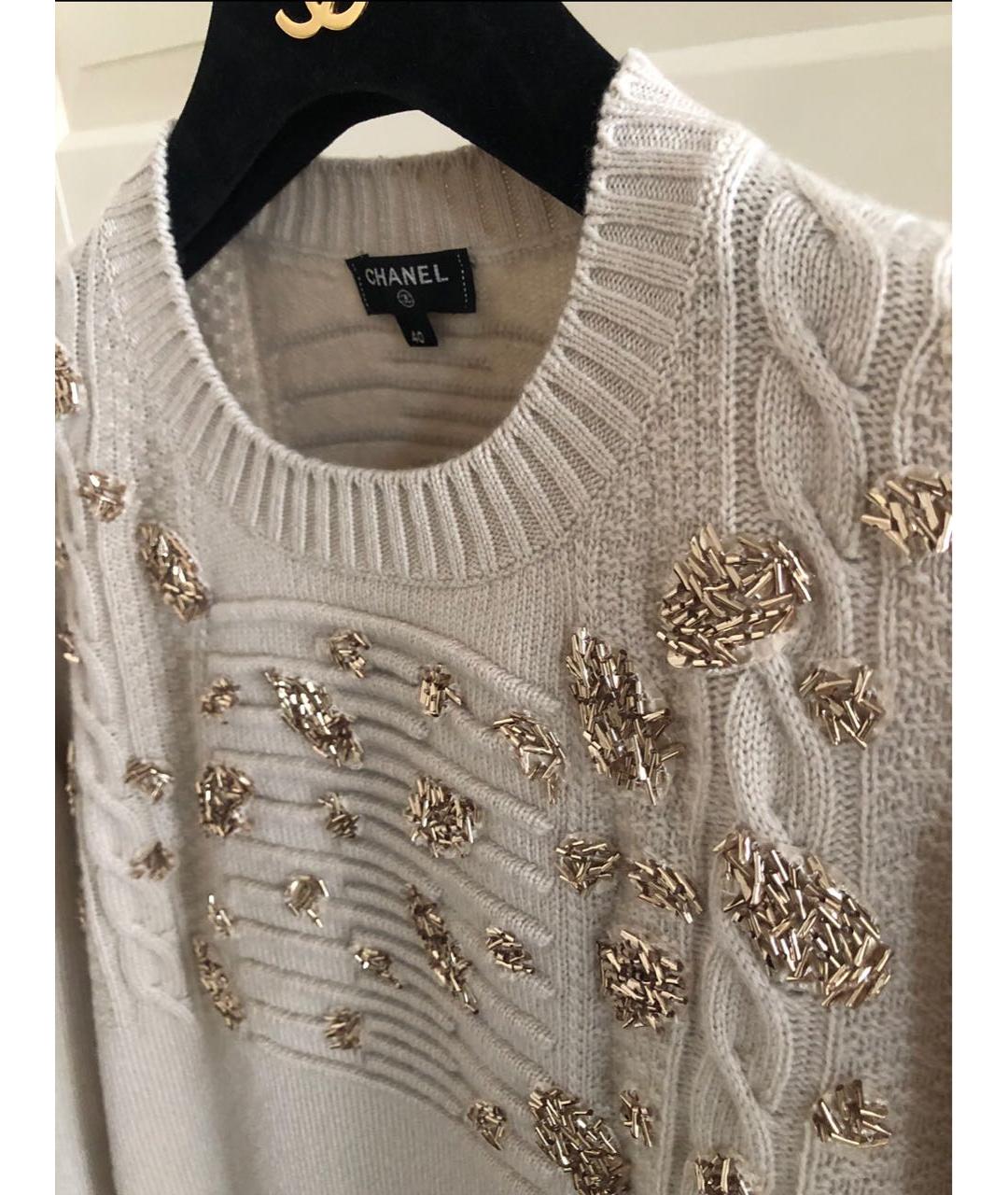 CHANEL Бежевый кашемировый джемпер / свитер, фото 3