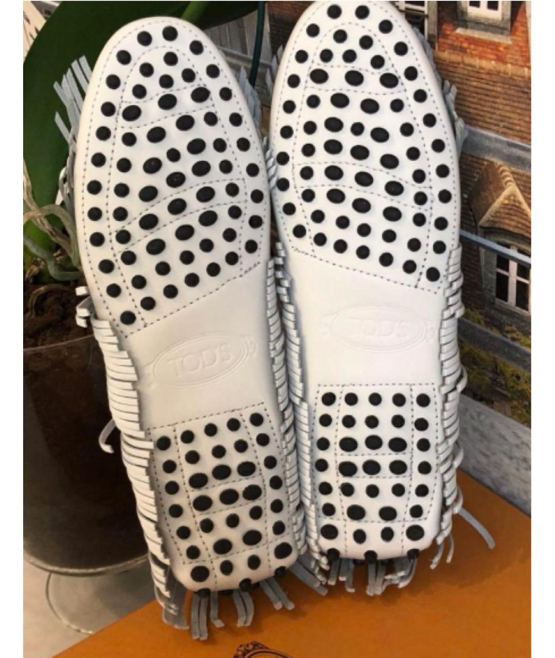 TOD'S Белые кожаные мокасины, фото 5