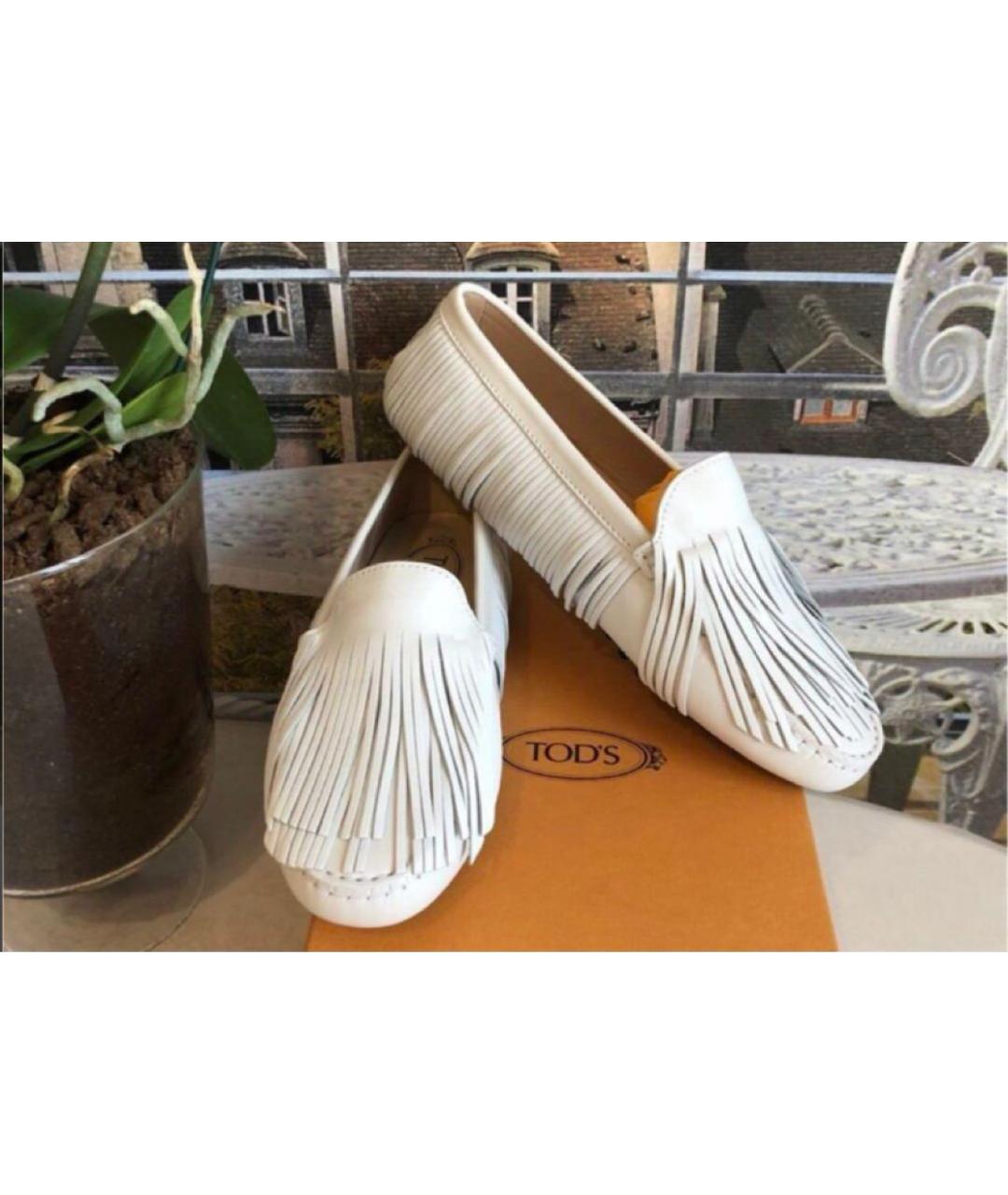 TOD'S Белые кожаные мокасины, фото 2