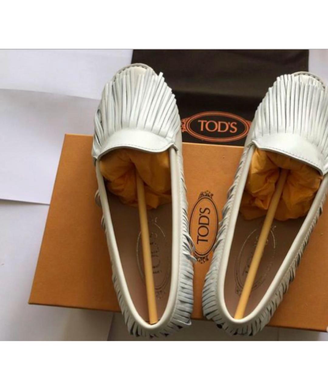 TOD'S Белые кожаные мокасины, фото 6