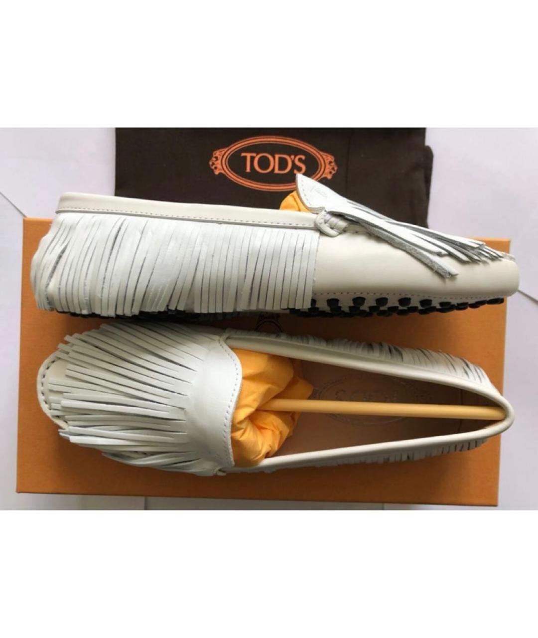 TOD'S Белые кожаные мокасины, фото 7
