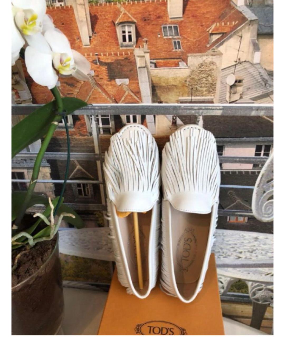 TOD'S Белые кожаные мокасины, фото 3