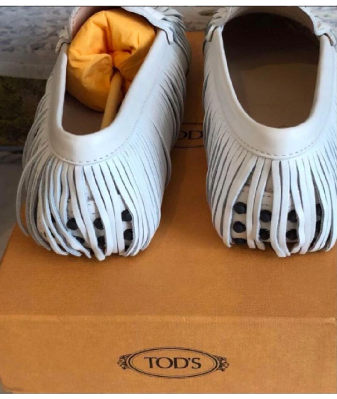 TOD'S Белые кожаные мокасины, фото 4