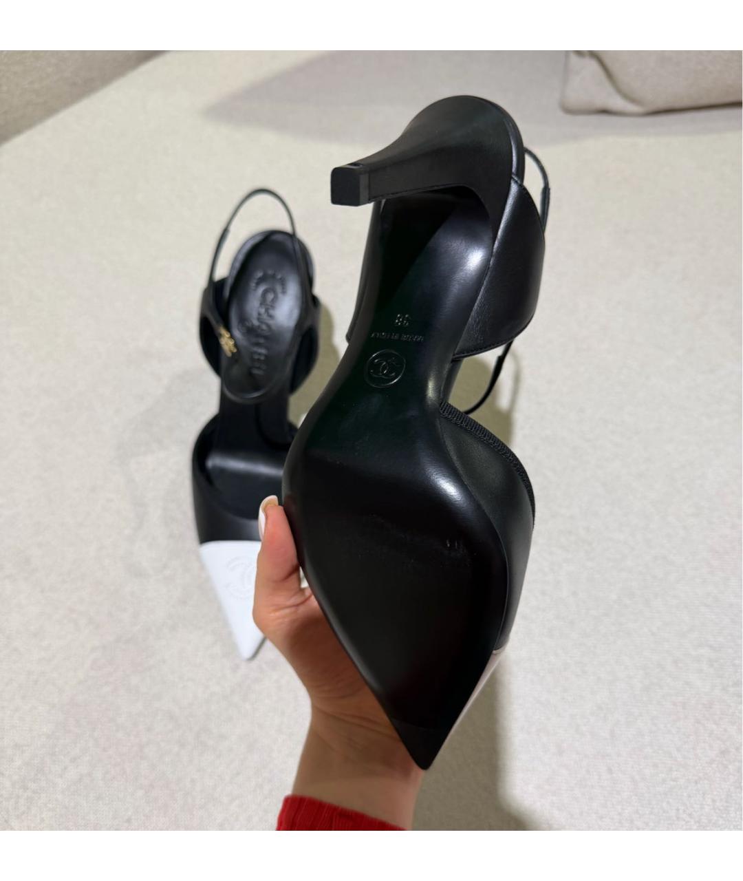 CHANEL Черные кожаные туфли, фото 4