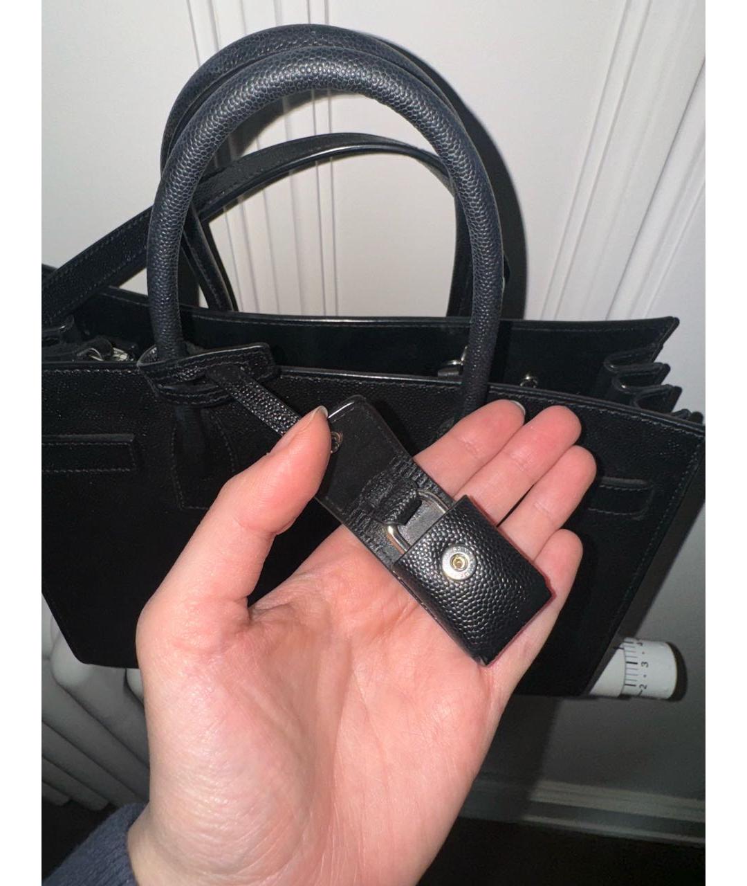 SAINT LAURENT Черная кожаная сумка тоут, фото 5
