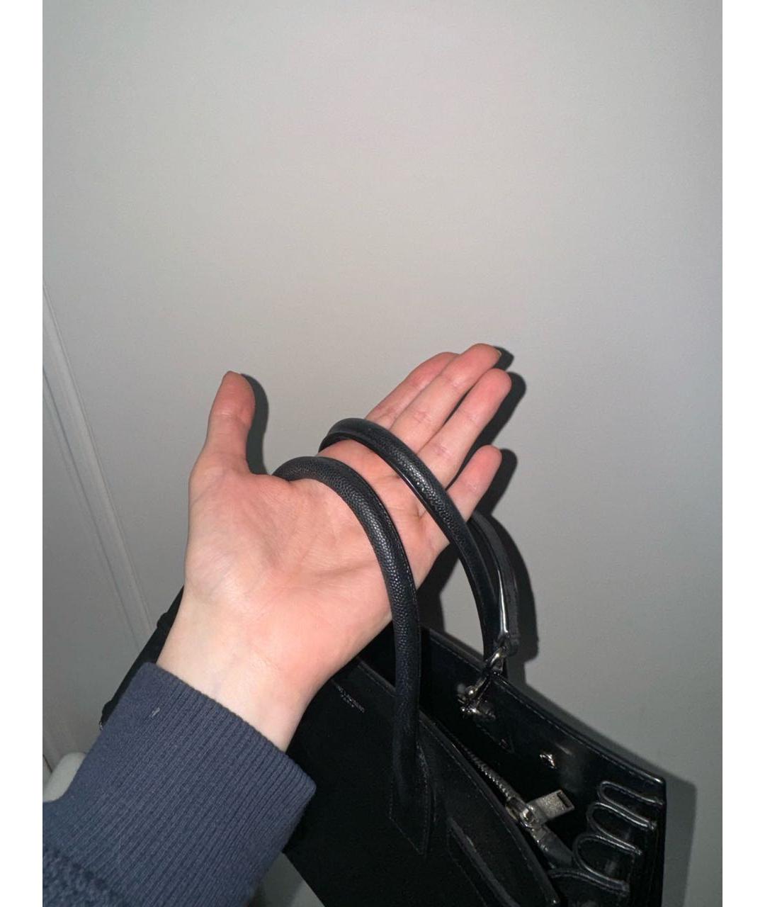 SAINT LAURENT Черная кожаная сумка тоут, фото 4