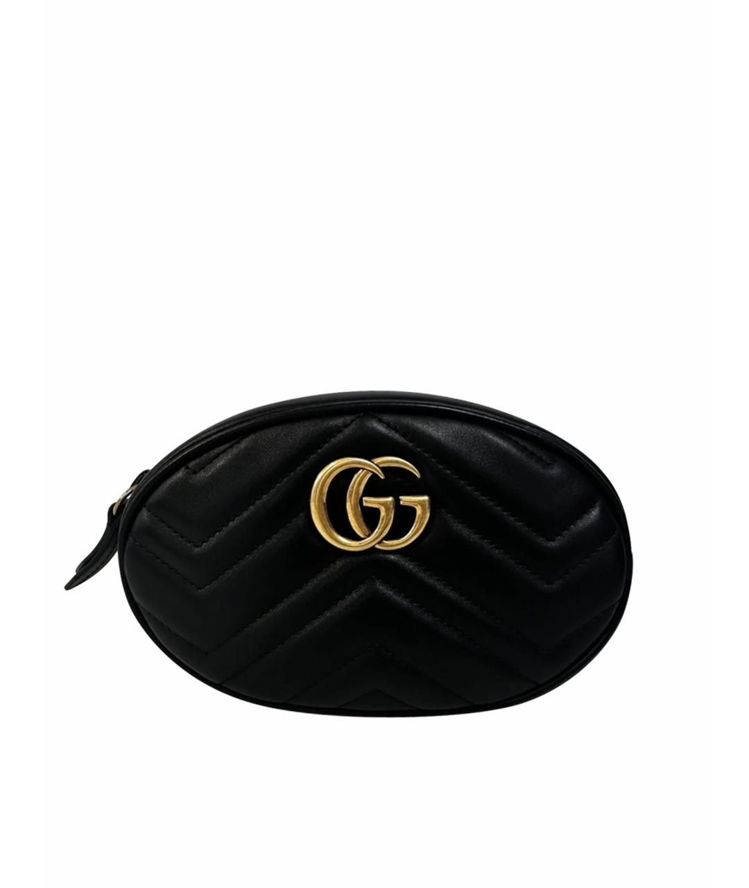 GUCCI Черная кожаная поясная сумка, фото 1