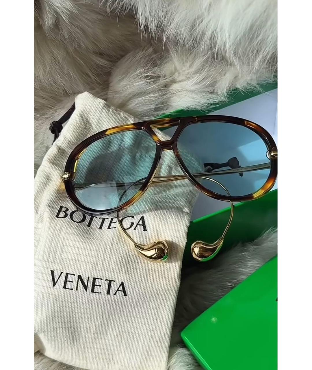 BOTTEGA VENETA Коричневые металлические солнцезащитные очки, фото 5