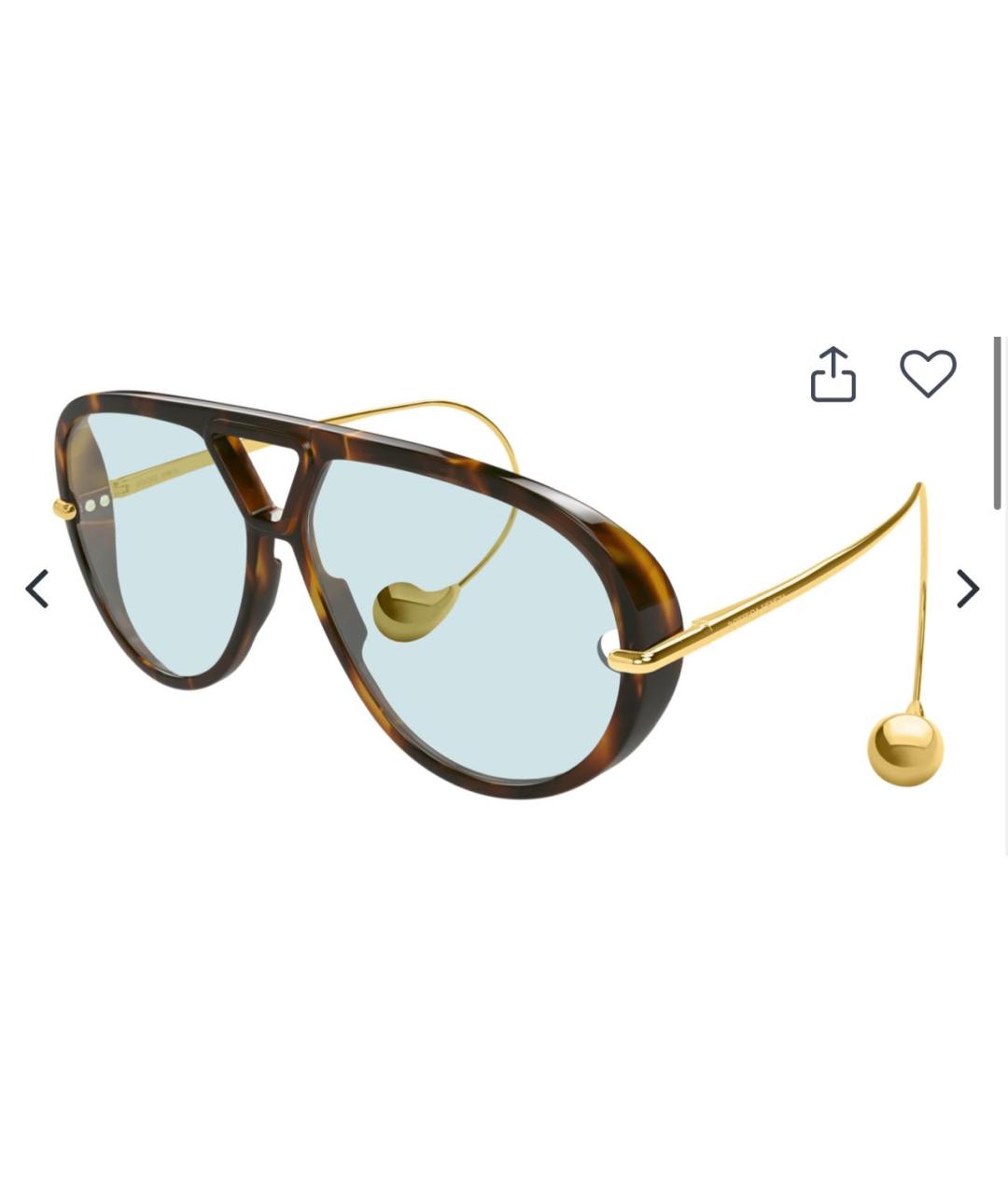 BOTTEGA VENETA Коричневые металлические солнцезащитные очки, фото 6