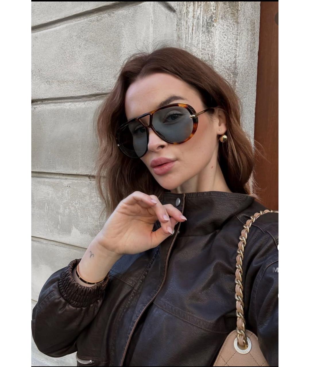 BOTTEGA VENETA Коричневые металлические солнцезащитные очки, фото 3