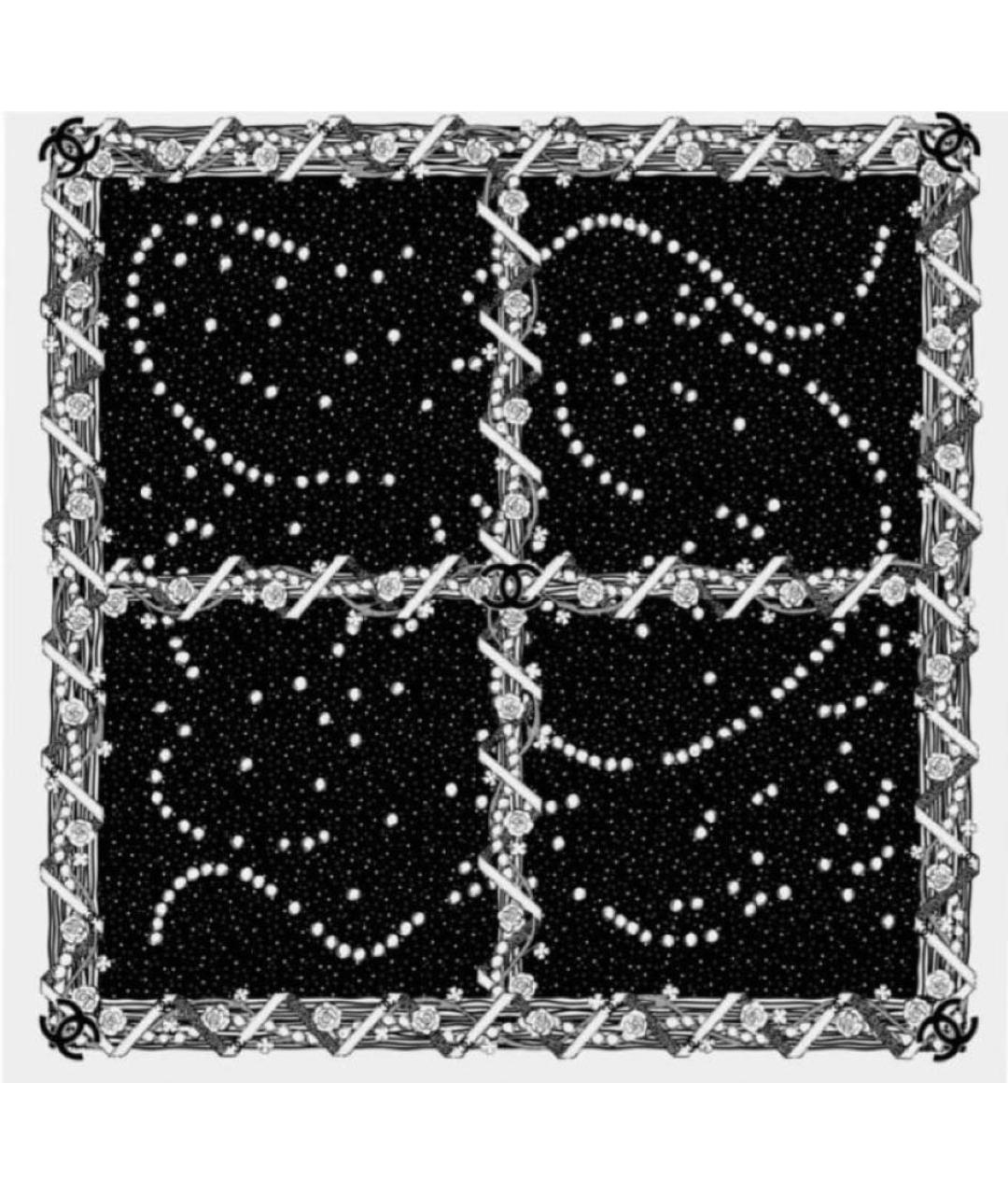 CHANEL Черный шелковый платок, фото 2