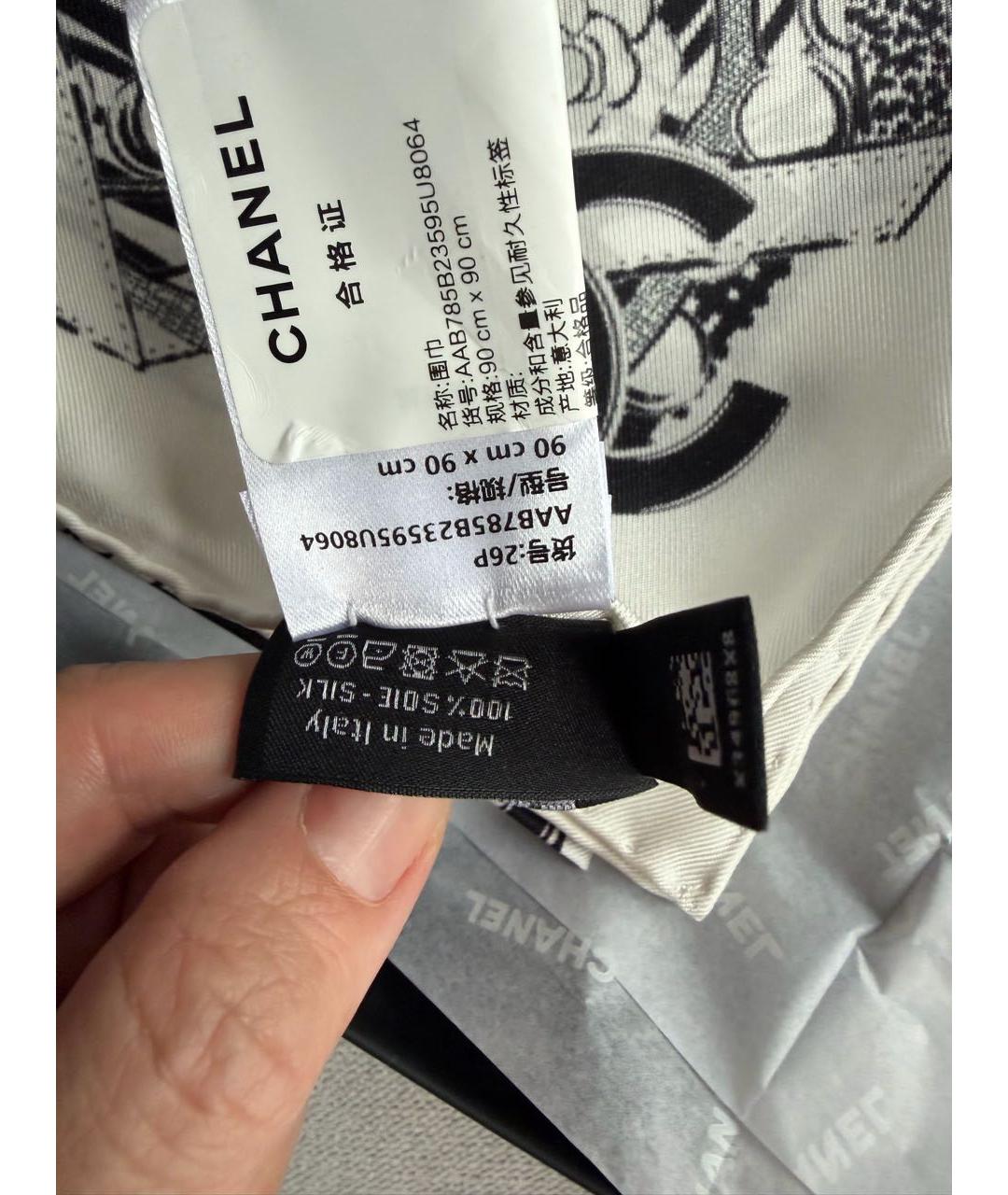 CHANEL Черный шелковый платок, фото 6