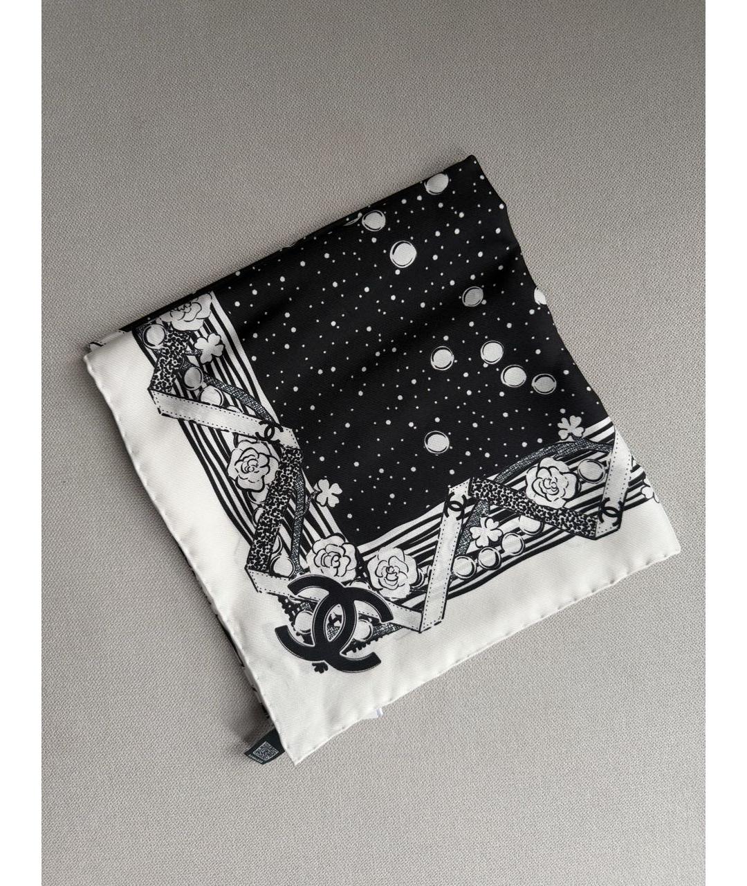 CHANEL Черный шелковый платок, фото 7