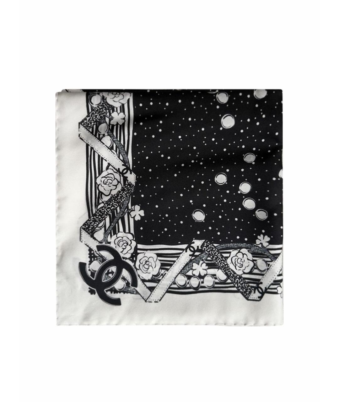 CHANEL Черный шелковый платок, фото 1