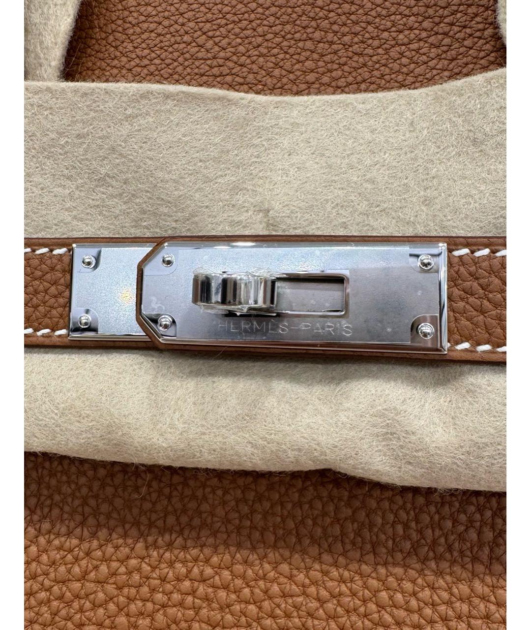 HERMES Коричневая кожаная сумка с короткими ручками, фото 3