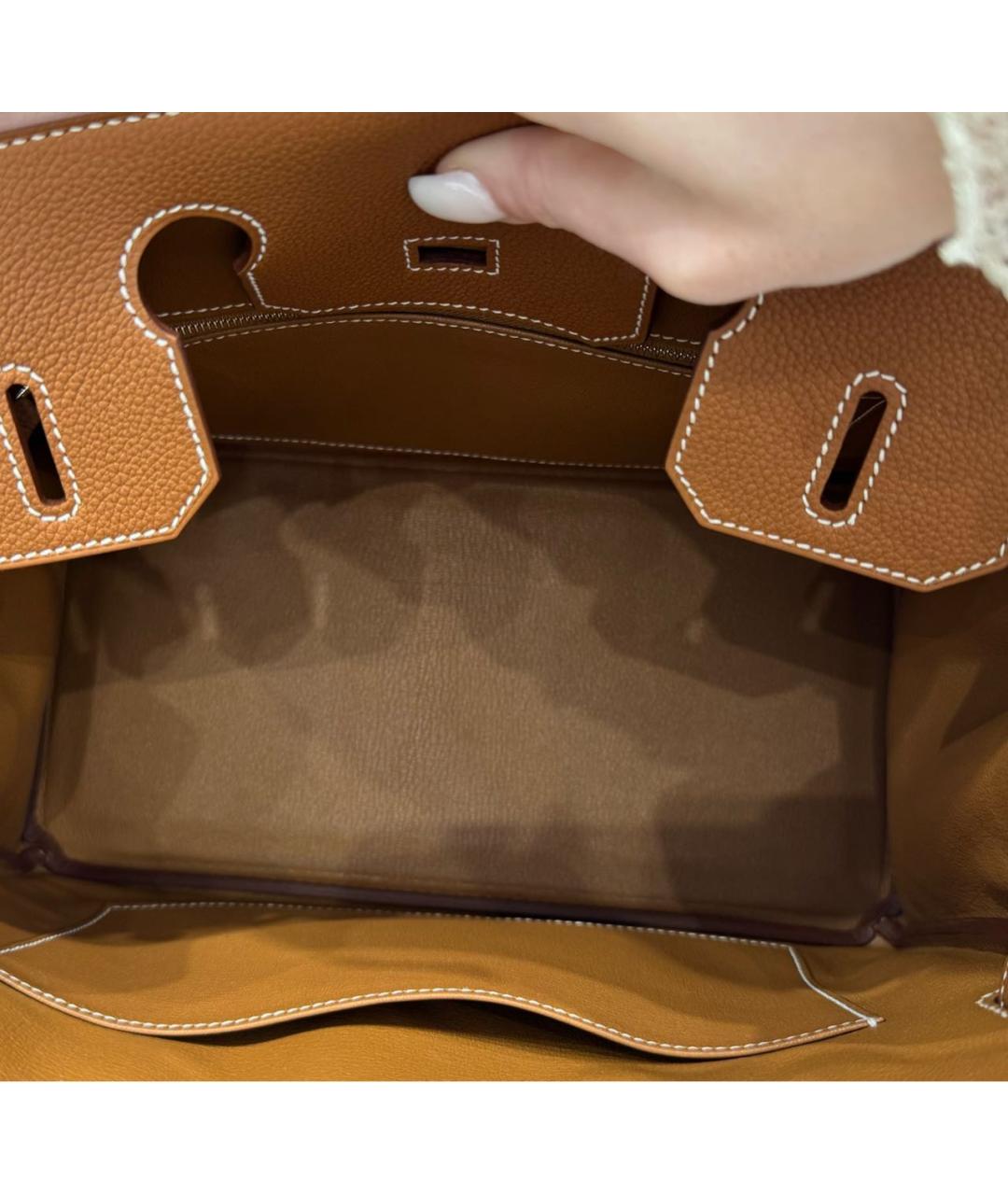 HERMES Коричневая кожаная сумка с короткими ручками, фото 4