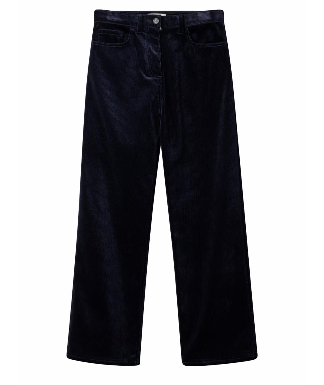 MIU MIU Темно-синие хлопковые прямые брюки, фото 1