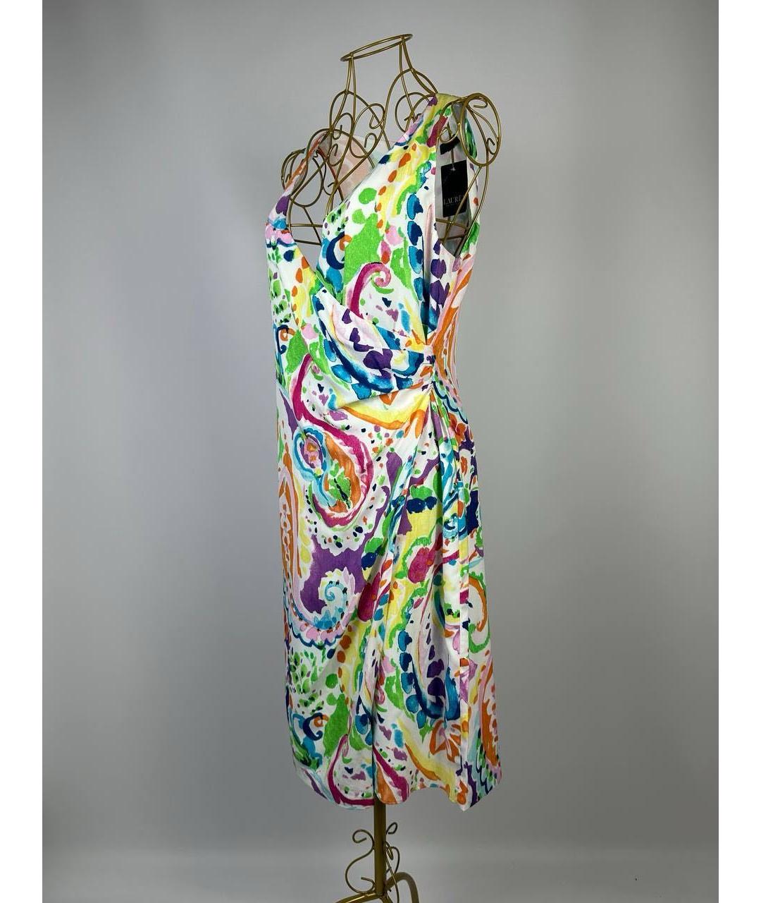 RALPH LAUREN Белое шифоновое коктейльное платье, фото 3