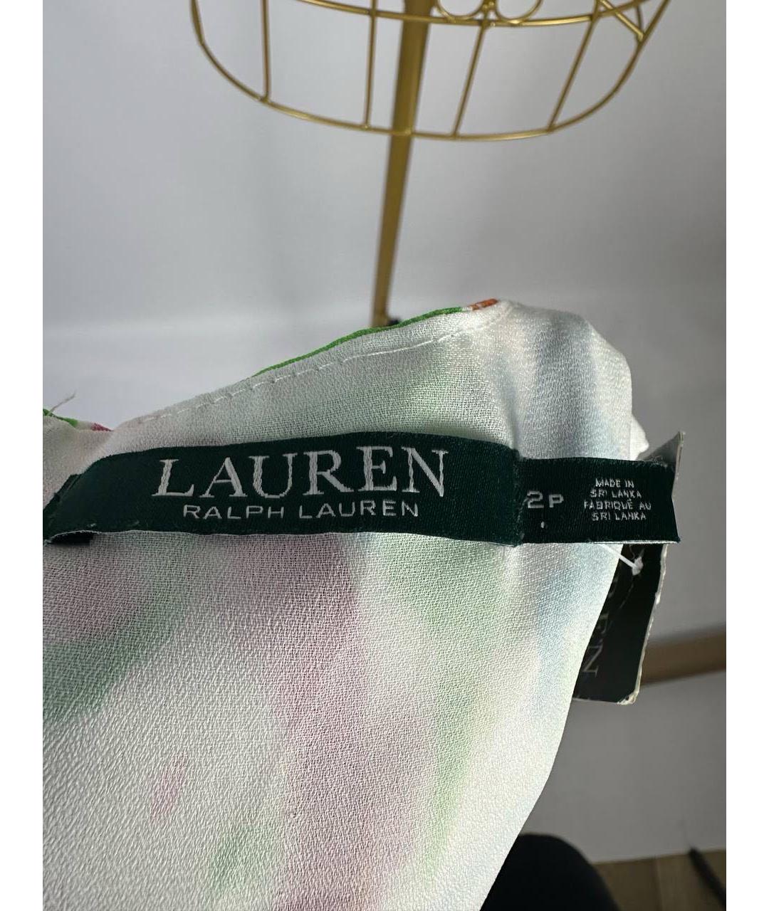 RALPH LAUREN Белое шифоновое коктейльное платье, фото 4