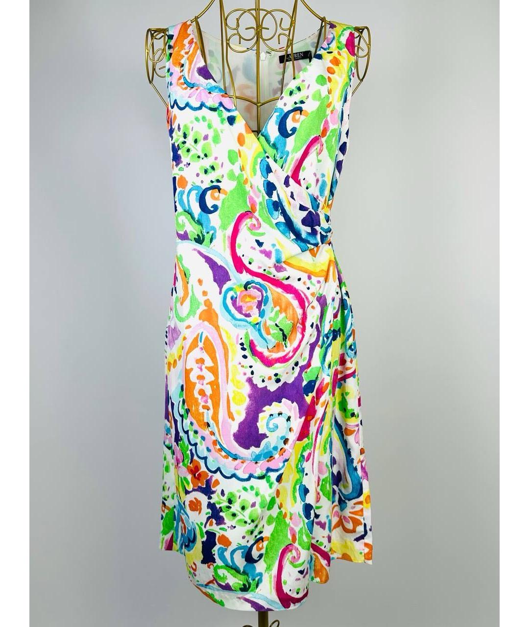 RALPH LAUREN Белое шифоновое коктейльное платье, фото 9