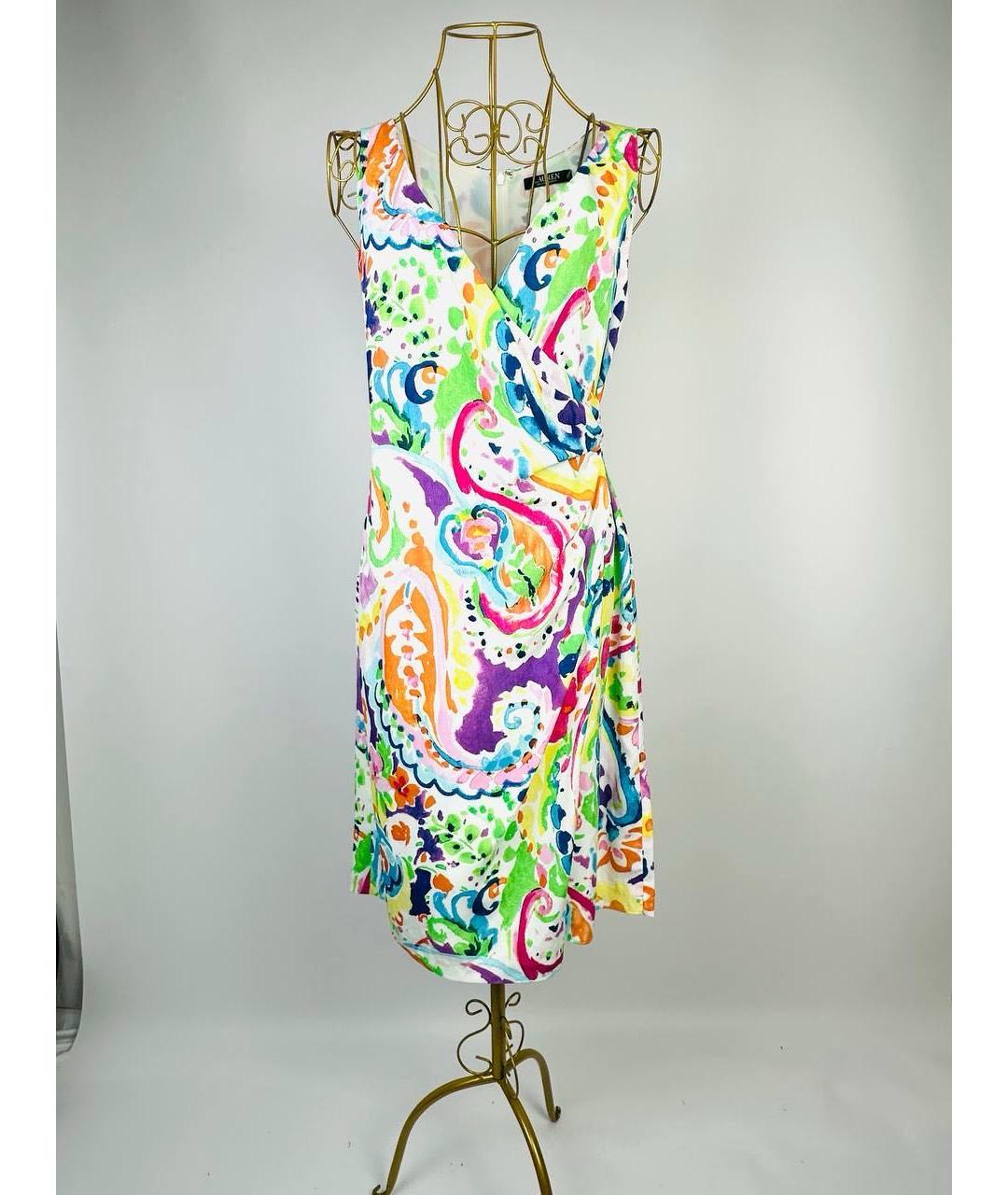 RALPH LAUREN Белое шифоновое коктейльное платье, фото 7