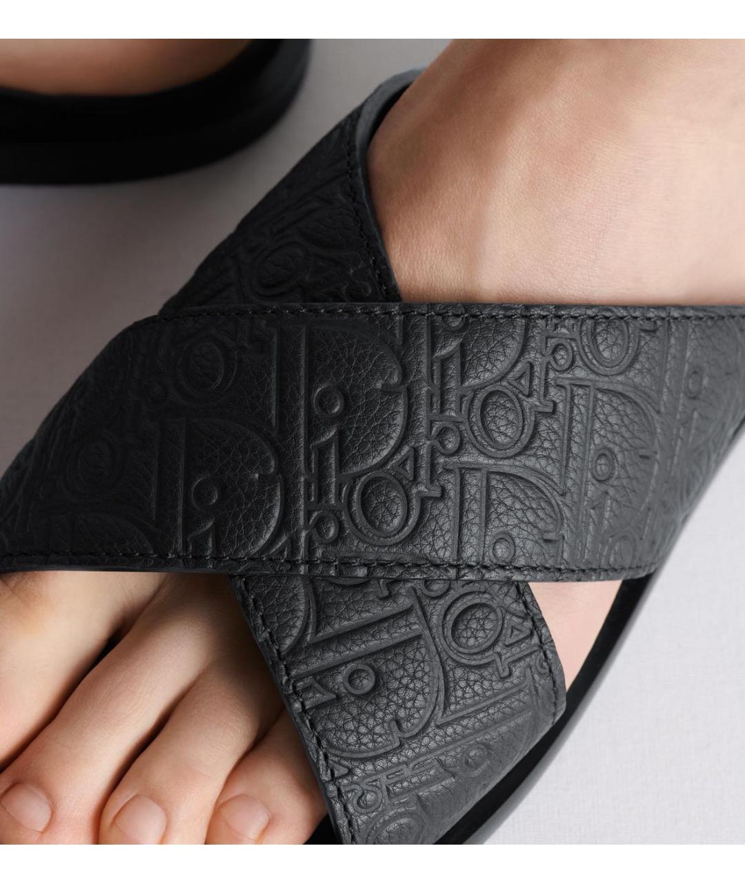 CHRISTIAN DIOR Черные шлепанцы из искусственной кожи, фото 3