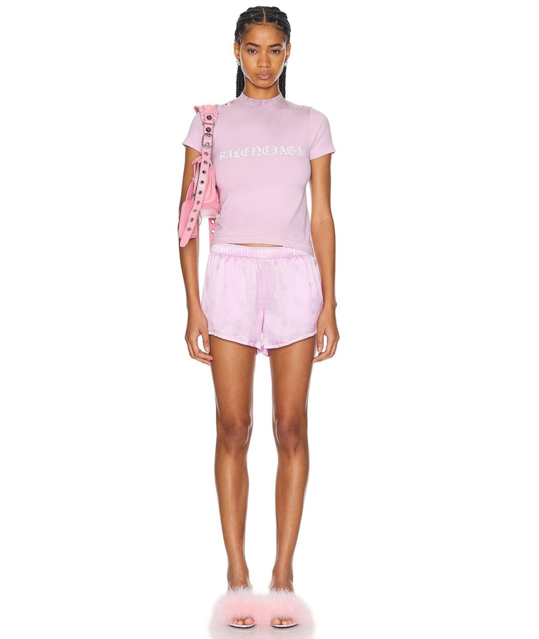 BALENCIAGA Розовые шелковые шорты, фото 2